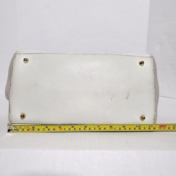 Cromia White Pink Coated Colorblock Suede Textured Leather Satchel Womens - Picture 15 of 16